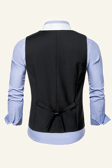 Châle noir Revers Double Poitrine Gilet de costume pour homme